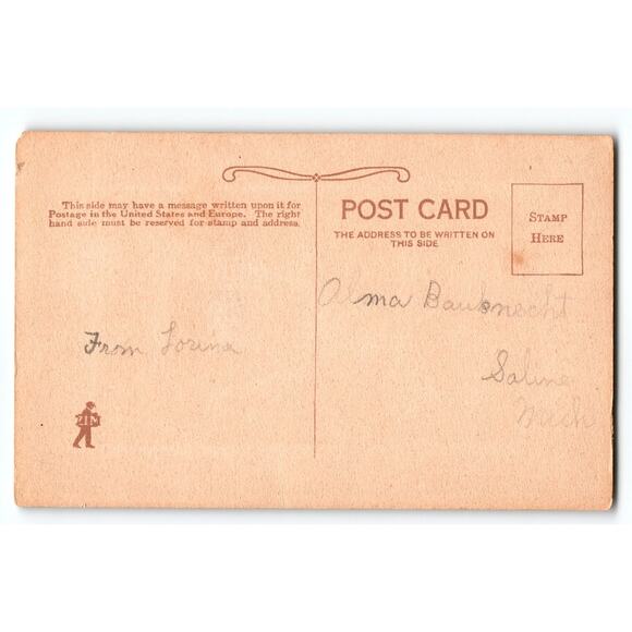 Vintage Easter Greeting Postcard Children with Easter Eggs Red Ribbon Antique - Picture 2 of 2